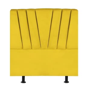 Cabeceira Estofada Cama Box Solteiro 90 Cm Louise Suede Amarelo