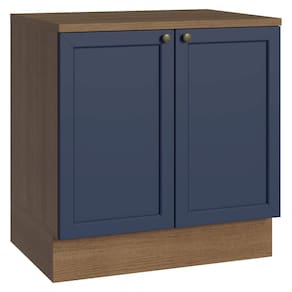 Balcão De Cozinha 80 Cm 2 Portas Rustic/azul Vik Madesa Rustic/azul