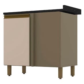 Balcão De Cozinha Connect Canto Reto Duna Cristal Com Tampo Nero - Henn