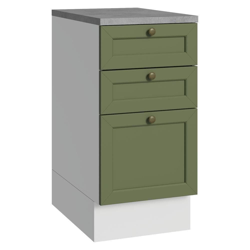 Balcão De Cozinha 40 Cm 3 Gavetas Branco/verde Vik Madesa Branco/verde