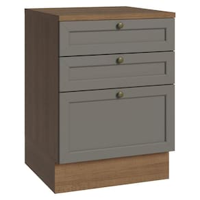 Balcão De Cozinha 60 Cm 3 Gavetas Rustic/cinza Vik Madesa Rustic/cinza