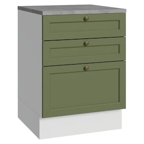 Balcão De Cozinha 60 Cm 3 Gavetas Branco/verde Vik Madesa Branco/verde