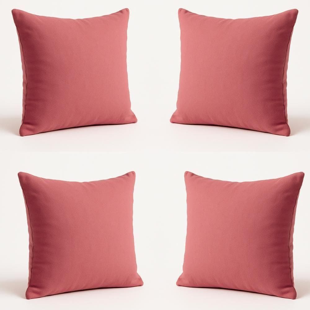 Kit 4 Almofadas Decorativas 42cm Suede Fofinha Lisa Sofá Rosa