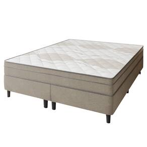 Cama Box Casal Queen Molas Ensacadas 158x198x77cm Florida Bege Portobel-Suporta Até 120Kg Por Pessoa