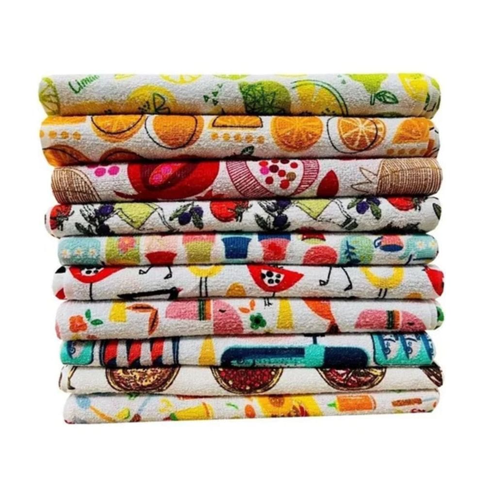 Pano De Prato Atoalhado Felpudo Premium Kit Com 10 Peças