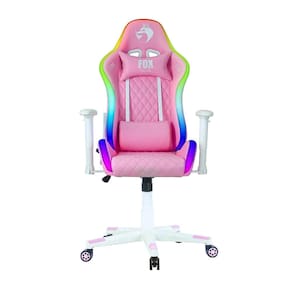 Cadeira Gamer FOX Racer RGB com Iluminação Led Rosa Logo Branca - UT-C1583L