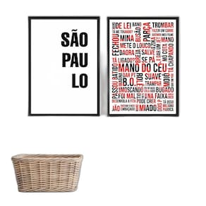 Kit 2 Quadros SP Gírias P/B 24x18cm - Vidro