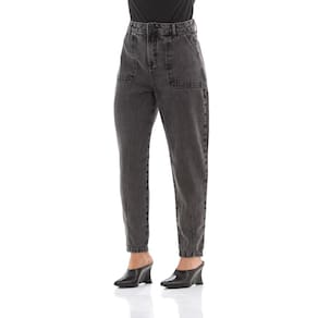 Calça Jeans Feminina Arauto Balloon Black Marmorizado