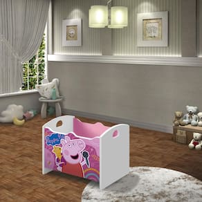 Caixa Baú Organizadora de Brinquedos infantil MDF Luna Rosa