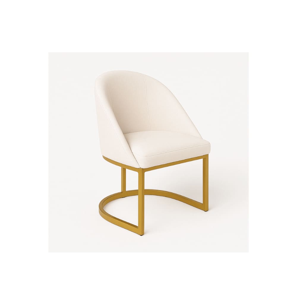 Cadeira jantar Meia Lua Base Metal Gold Veludo Bege - Montanaris Decor