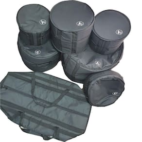 Kit Capa Bag Bateria 7 Peças Nylon Acolchoada Bumbo 22``