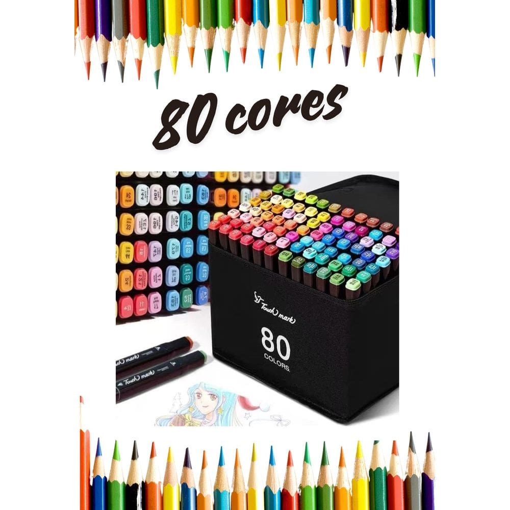 Canetinha 80 cores para pintar Livro de colorir e desenhar desenho bob gudi papelaria férias escolares