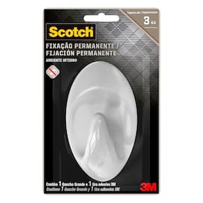 Gancho Adesivo Grande Branco Suporta Até 3Kg 3M Scotch