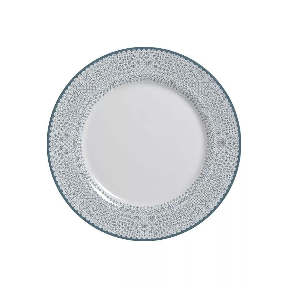 Prato de Sobremesa Cerâmica Branca 21cm - Kit 6 Unidades