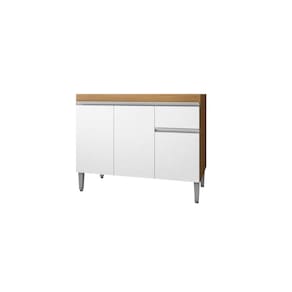 Gabinete de Pia Armário Tatiane 100cm Amêndoa/Branco S/Tampo - AJL Móveis