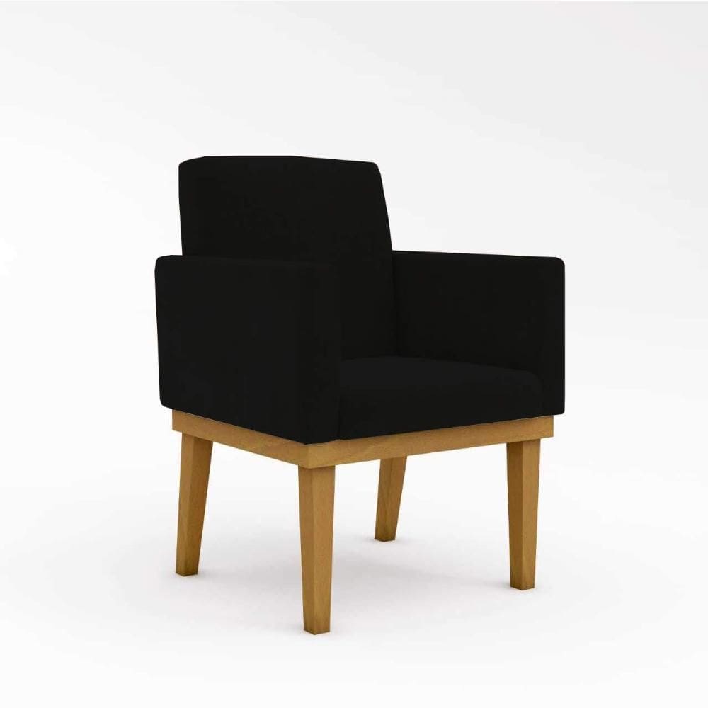 Poltrona Decorativa Nina em Suede com Base de Madeira