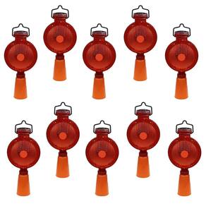 Sinalizador Solar Viario Cone Kit 10 Uni Iluminaçao Automatico Segurança Obra Rua Estrada Rodovia Avenida
