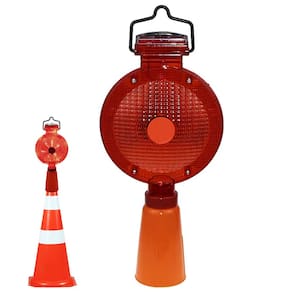 Sinalizador Solar Viario para Cone LED Automatico Luz Solar Sinalizaçao Obra Chuva Energia Solar Estrada Rua Rodovia