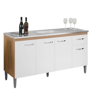 Balcão de Pia sem Tampo 150 cm 4 Portas 1 Gaveta Graziela
