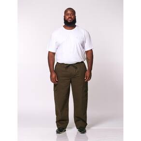 Calça Macaw 7868 Verde Musgo Plus Size Sarja [F075]