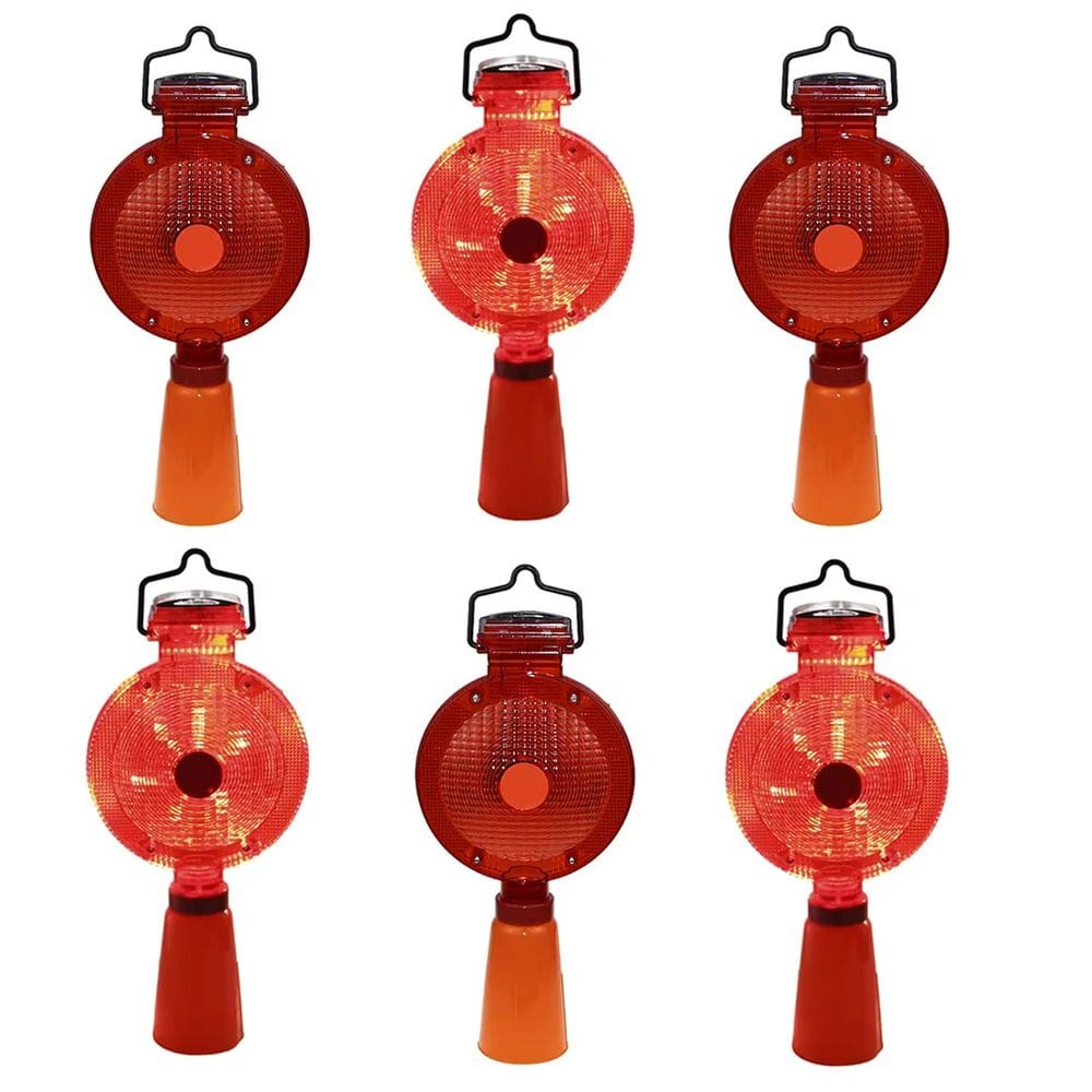 Sinalizador Viario Solar Cone Kit 6 Uni Automatico Segurança Rodovia Pista Rua Estrada Obra Iluminaçao LED Fiscalizaçao