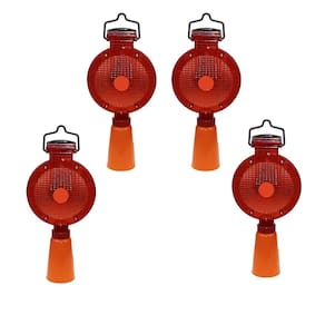 Sinalizador Viario Solar Cone Kit 4 Uni Sinalizaçao Automatico LED Segurança Rua Estrada Rodovia Obra Fiscalizaçao