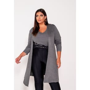 Cardigan Plus Size Longo Feminino de Malha