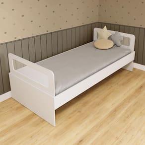 Cama Solteiro Mdf Branco com Cabeceira Telinha Anatômica Mobilistore