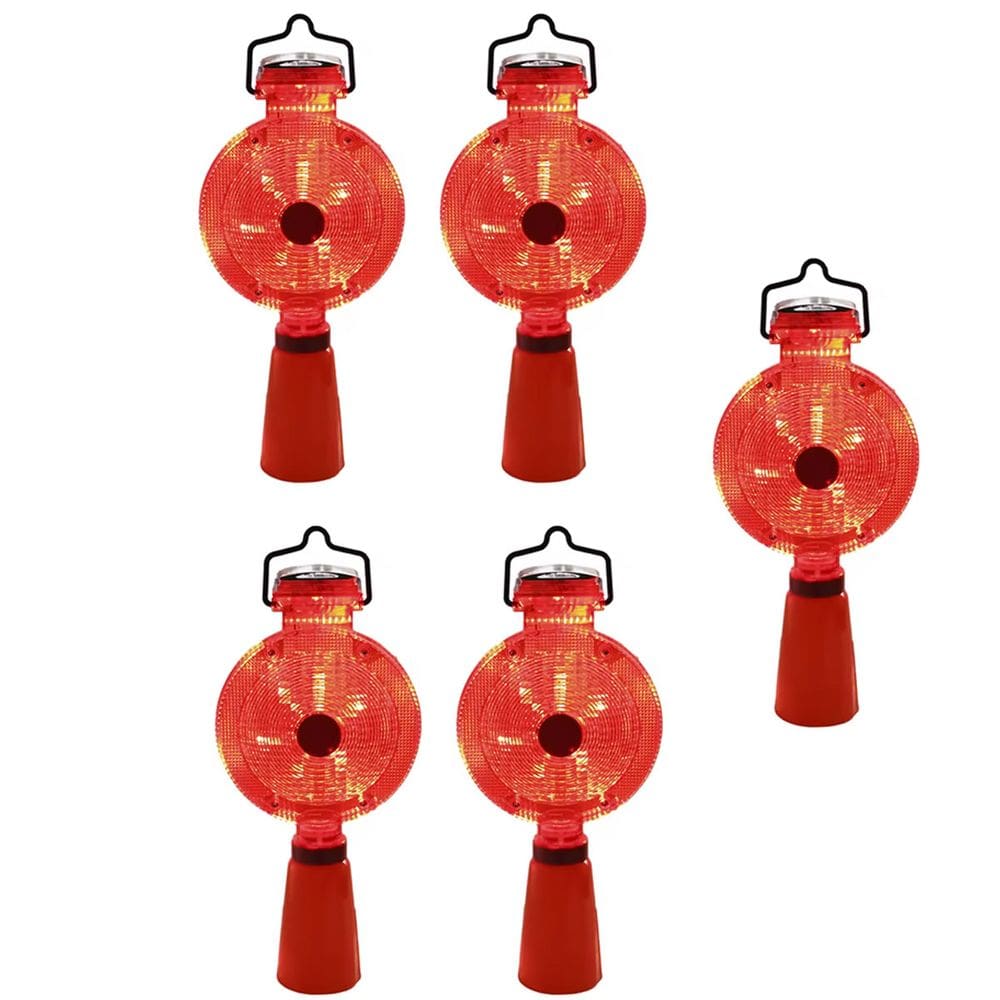 Sinalizador Viario Solar Kit 5 Uni Cone Sinalizaçao Luz Automatico LED Segurança Estrada Rodovia Rua Obra Pista Chuva Iluminaçao