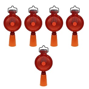 Sinalizador Solar Viario Cone Kit 5 Uni Sinalizaçao Segurança Iluminaçao Rua Rodovia Estrada Obra Fiscalizaçao