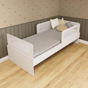 Cama Solteiro Mdf Branco com 02 Grades e Cabeceira Telinha Anatômica Mobilistore