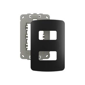 Placa com Suporte MarGirius B3 Colors 4x2 para 2 Módulos Horizontais Preto Ebony