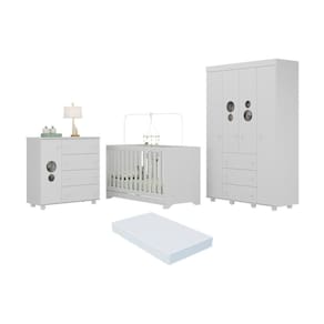Quarto Infantil Completo com Berço 3 em 1 com Colchão Incluso Multimóveis MP4384