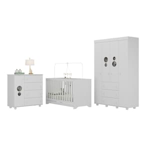 Quarto Infantil Completo com Berço 3 em 1 para Colchão 130x60cm Multimóveis MP4383