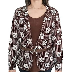 Blusa Feminina Pérola Oriental Estampa Floral Marrom