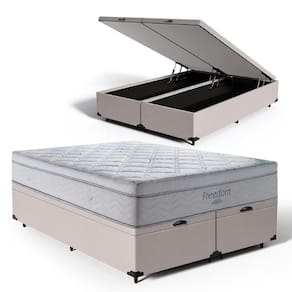 Cama Box Baú com Colchão de Molas Ensacadas D33 Ortobom Pillow In Freedom Queen 158cm