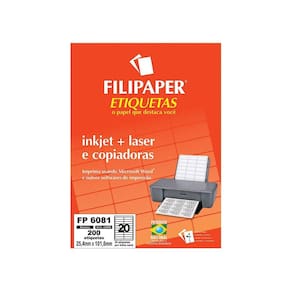 Etiqueta Fp 6081 Inkjet + Laser 25,4X101,6Mm 10 Folhas