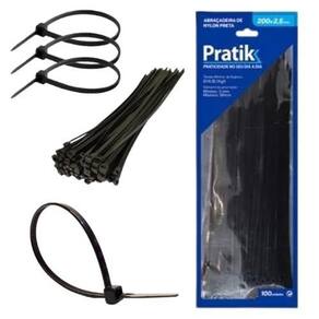 Abraçadeiras Nylon Preto 100U Enforca Gato Branco 200X2,5Mm