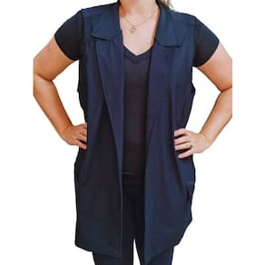 Blusa Feminina Jaleco Longo Arruaça Preto Plus Size