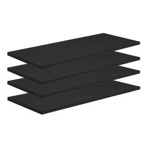 Kit 4 Prateleiras 30X15 Mdf Preto Com Kit Instalação