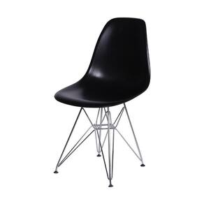 Cadeira Boxbit Dkr Eames Base Cromada Preta