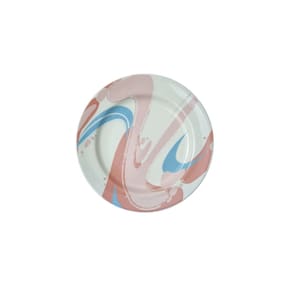 Jogo Prato de Sobremesa Porcelana Decorado Art Kit 6 Peças