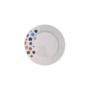 Jogo Prato Raso Poá Porcelana Decorados Bolinhas Kit 6 Peças