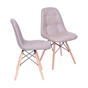 Kit 2 Cadeiras Boxbit Dkr Eames Botonê Base Em Madeira Cinza