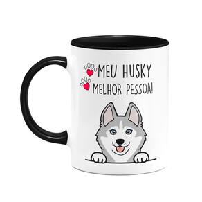 Caneca Dog - Meu Husky siberiano, melhor pessoa! B-black M3