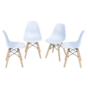 Kit 4 Cadeiras Boxbit Dkr Eames Base Em Madeira Azul
