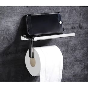 Porta Papel Higienico Suporte Celular Banheiro Prata Cromado