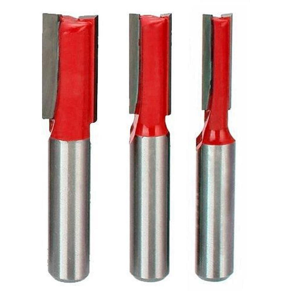 Kit 3 Fresas Retas 6 A 10Mm Haste 6Mm Corte Duplo Para Tupia