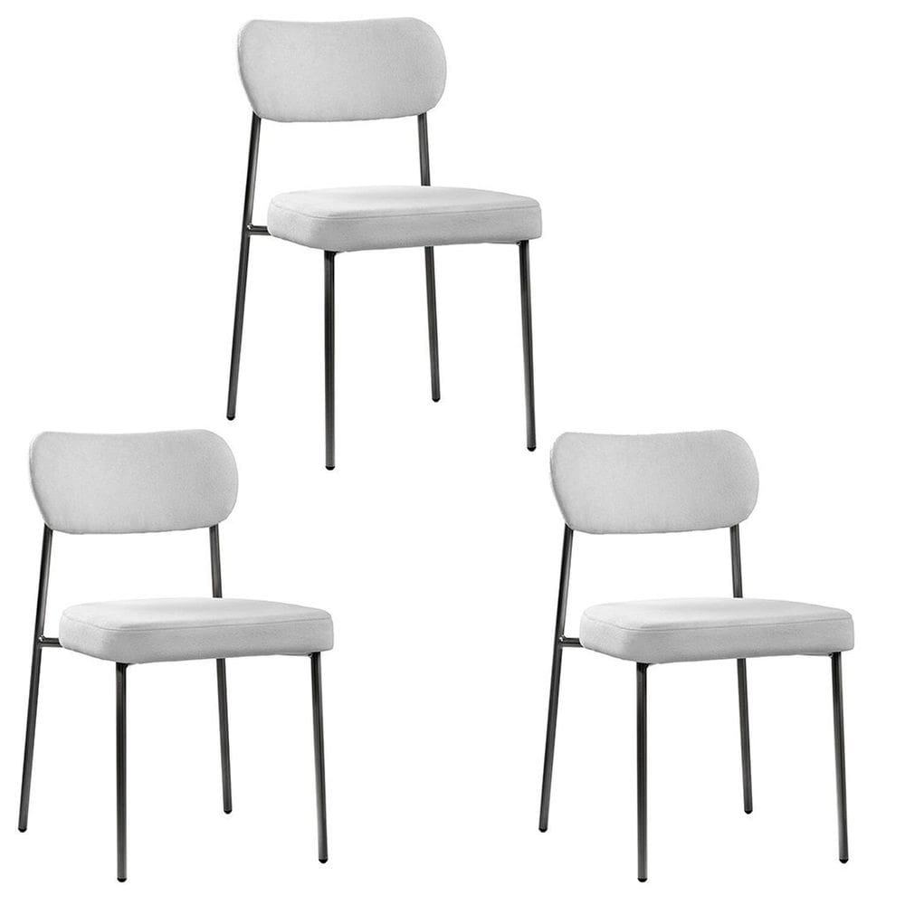 Conjunto 3 Cadeiras para Sala de Jantar Lavinia Cinza/Preto