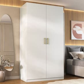 Guarda-roupa Solteiro 2 Portas 100% Mdf Marsala Branco